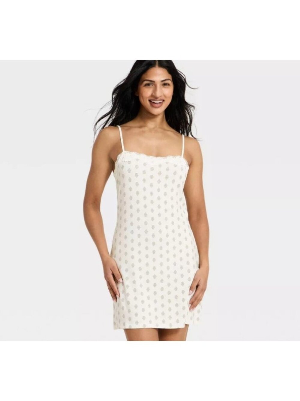 Auden Women's Cream Print Cloud Knit Nightgown Sleepwear Large NWT Modal Soft